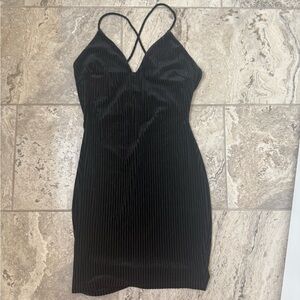 Like New Size Large Glare Black Ribbed Knit Bodycon Tank Dress